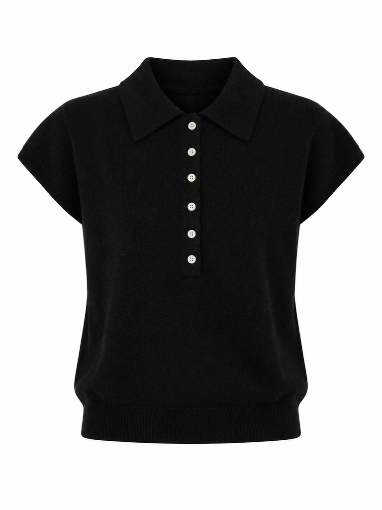 Cap Sleeve Collared Sweater Vest