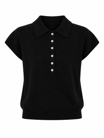Cap Sleeve Collared Sweater Vest