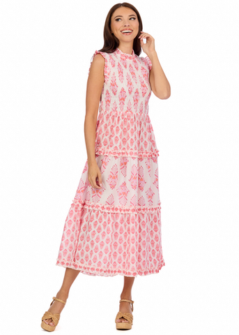 WARD SMOCKED MIDI DRESS