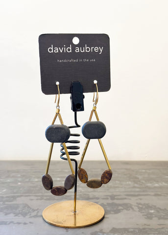 Black Agate and Jasper Geometric Earrings