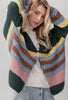 Multi Striped Puff Sleeve Cardigan