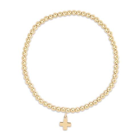 Classic Gold 3mm Bead Bracelet - signature cross gold charm