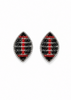Beaded Black and Red Football Stud