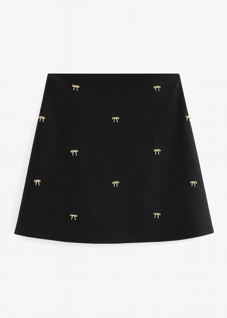 Bow Charm Leather Skirt