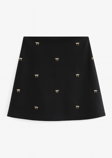 Bow Charm Leather Skirt