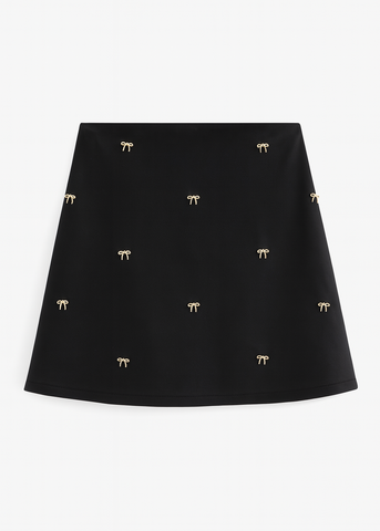Bow Charm Leather Skirt