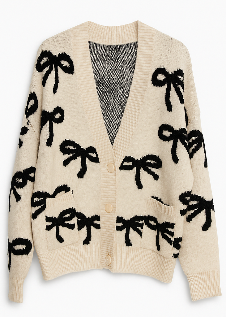 Tan & Black Bow Cardigan