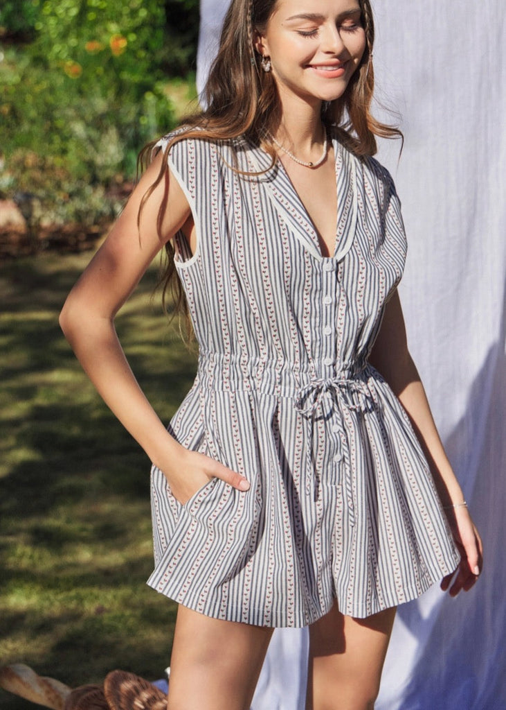 Button Up Sleeveless Romper