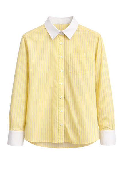 Contrast Stripe Collar Top