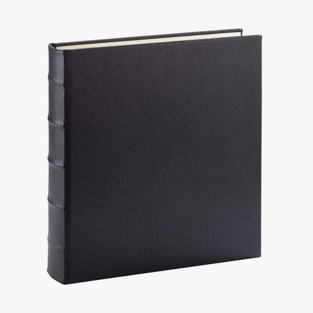 Large 3-Ring Clear Pocket Album - Black Nappa Cowhide Leather