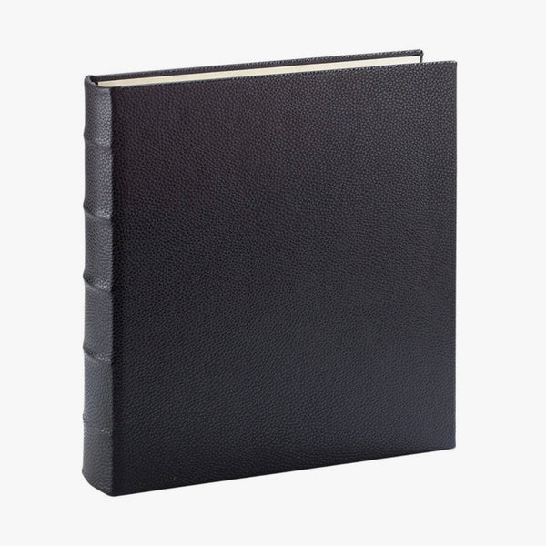 Large 3-Ring Clear Pocket Album - Black Nappa Cowhide Leather