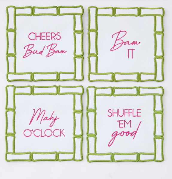 Mahjong Embroidered Cocktail Napkins