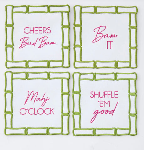 Mahjong Embroidered Cocktail Napkins