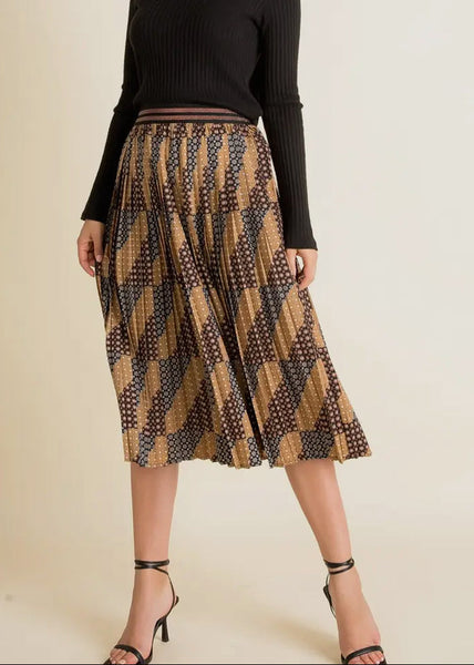 Flower Print Pleated Skirt