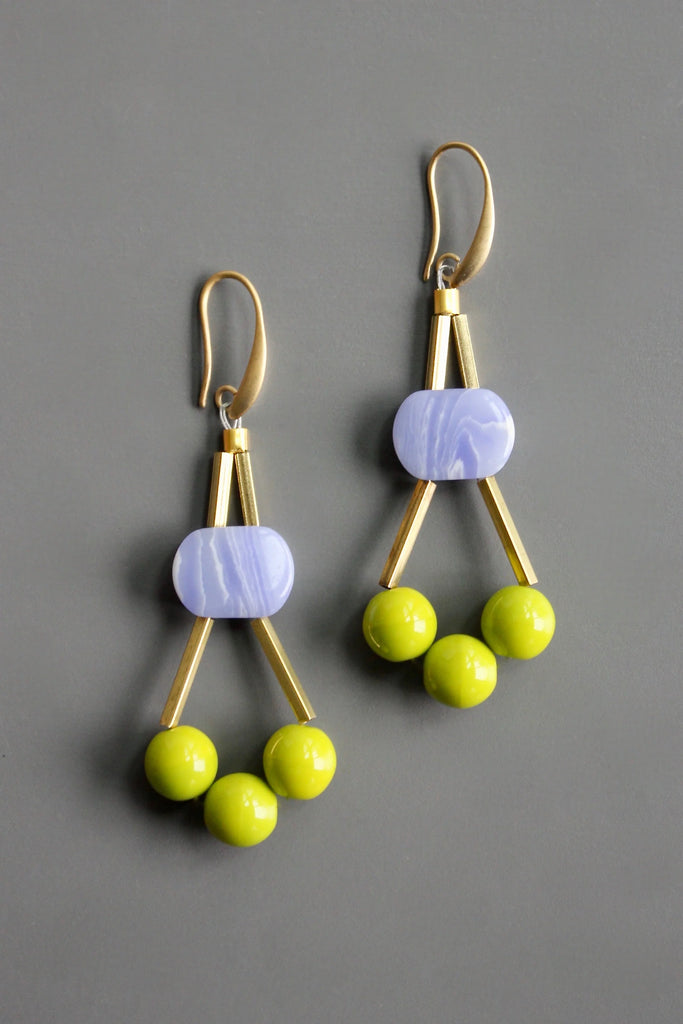 Chartreuse/Periwinkle Drop earring