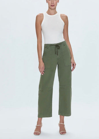 SABRINA CURVED UTILITY PANTS - MEADOW