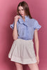 Oxford Stripe Ruffle Top