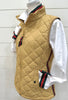 Maggie May Quilted Vest - Khaki w Green & Red Stripe Ribbon