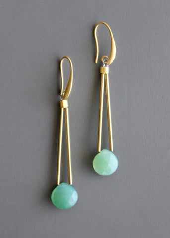 Green Onyx Geometric Earrings