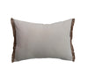 Cotton & Linen Lumbar Pillow with Embroidered Flowers & Jute Eyelash Fringe