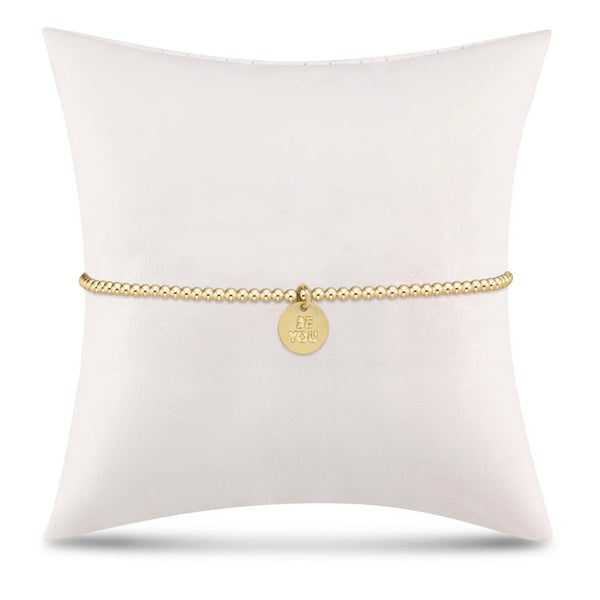 Classic Gold 2mm Bead Bracelet- Be You. Small Gold Disc