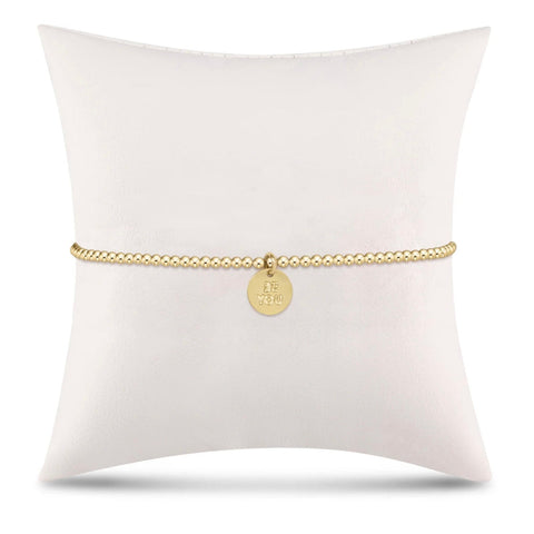 Classic Gold 2mm Bead Bracelet- Be You. Small Gold Disc