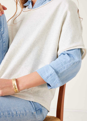 Frenchie Raw Edge V-Neck Sweatshirt