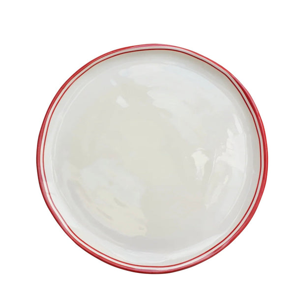 Simple Round Dinner Plate with Red Edge