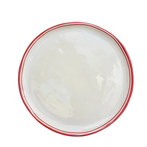 Simple Round Dinner Plate with Red Edge