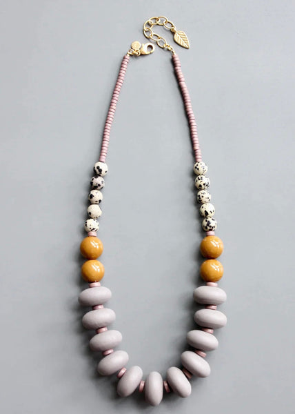 Wood and Dalmatian Jasper Necklace