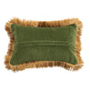 Fabric Blend Jacquard Lumbar Pillow w/ Brocade Pattern, Fringe & Velvet Back