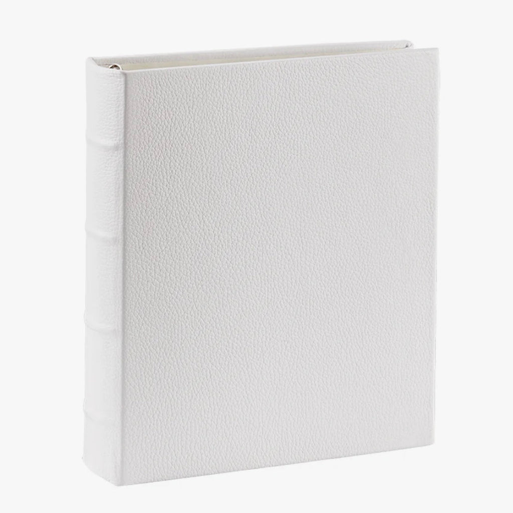Large 3-Ring Clear Pocket Album - White Nappa Cowhide Leather