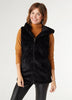 Lyric Faux Fur Hooded Vest - Black