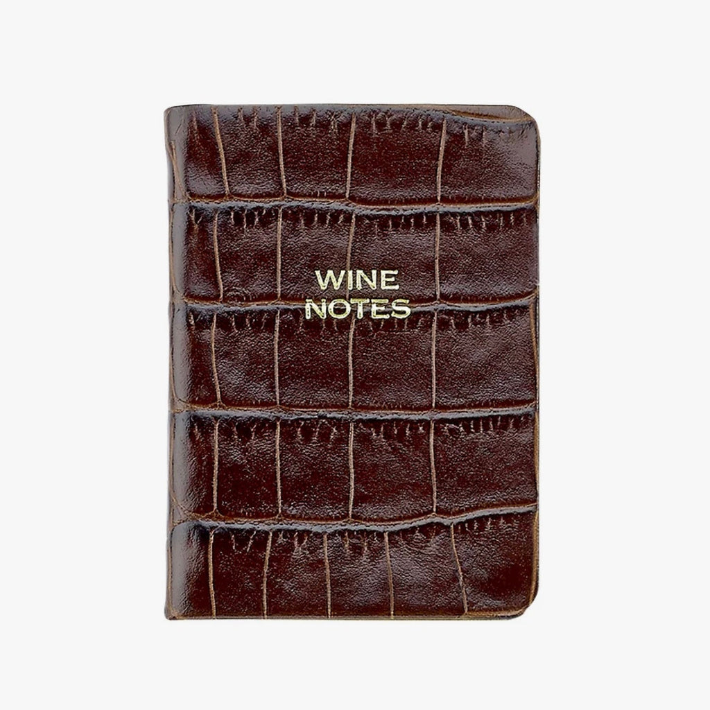 Mini Wine Notes - Brown Embossed Croc Leather