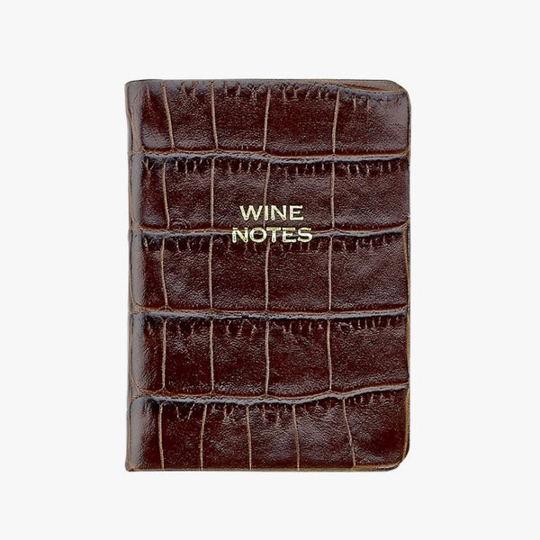 Mini Wine Notes - Brown Embossed Croc Leather