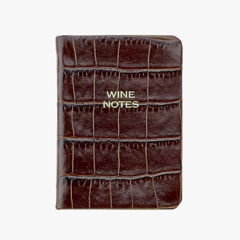 Mini Wine Notes - Brown Embossed Croc Leather