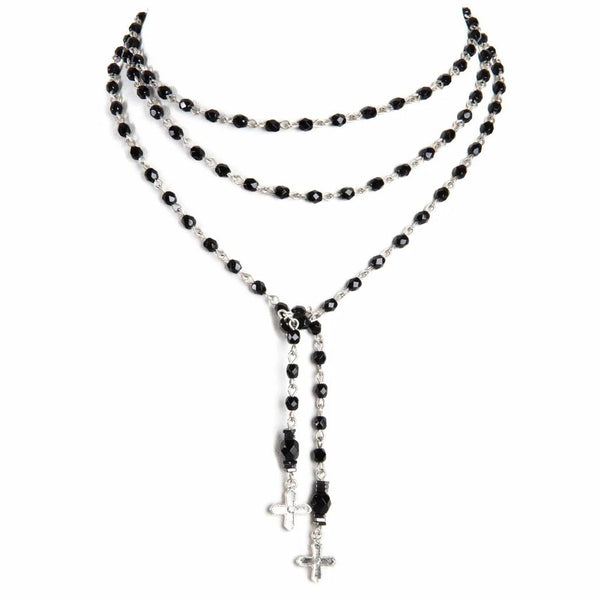 Peace Cross Beaded Lariat