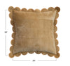 Cotton Velvet Pillow w/ Scalloped Flange & Embroidered Edge