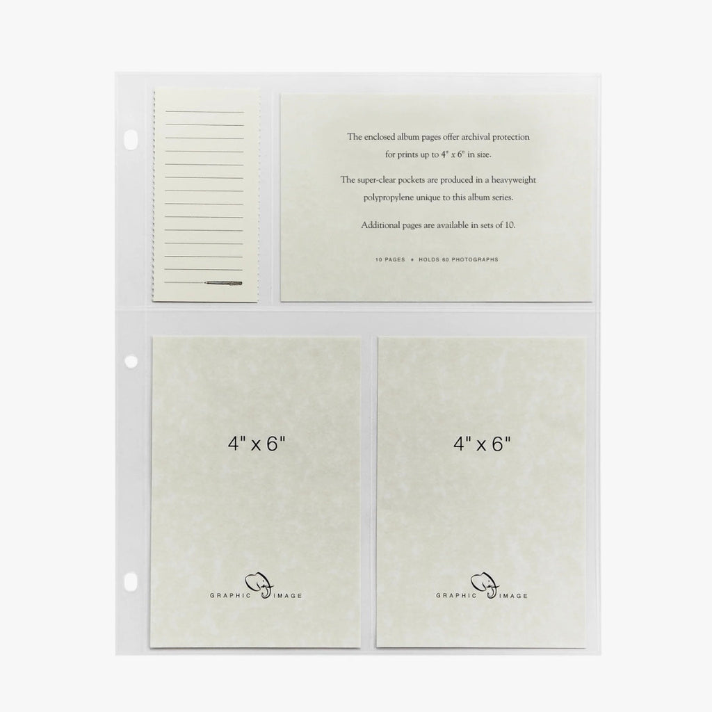 4 x 6 Large 3-Ring Clear Pocket Album Refill