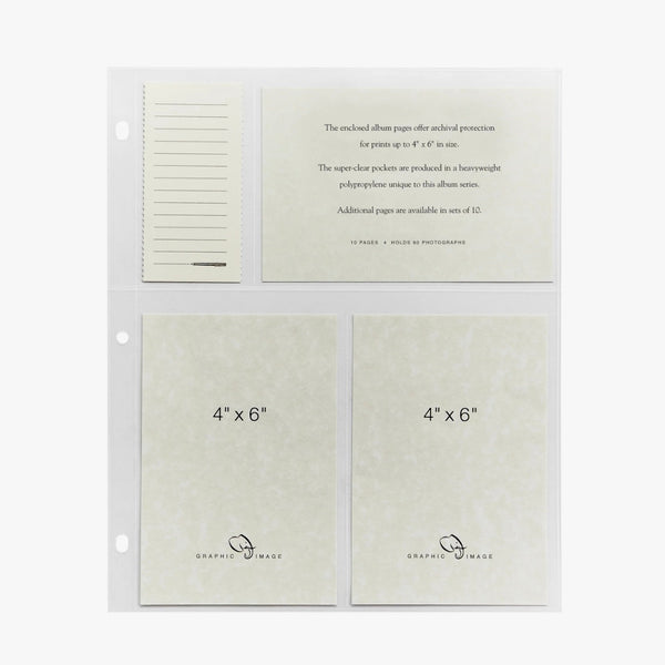 4 x 6 Large 3-Ring Clear Pocket Album Refill