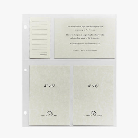 4 x 6 Large 3-Ring Clear Pocket Album Refill