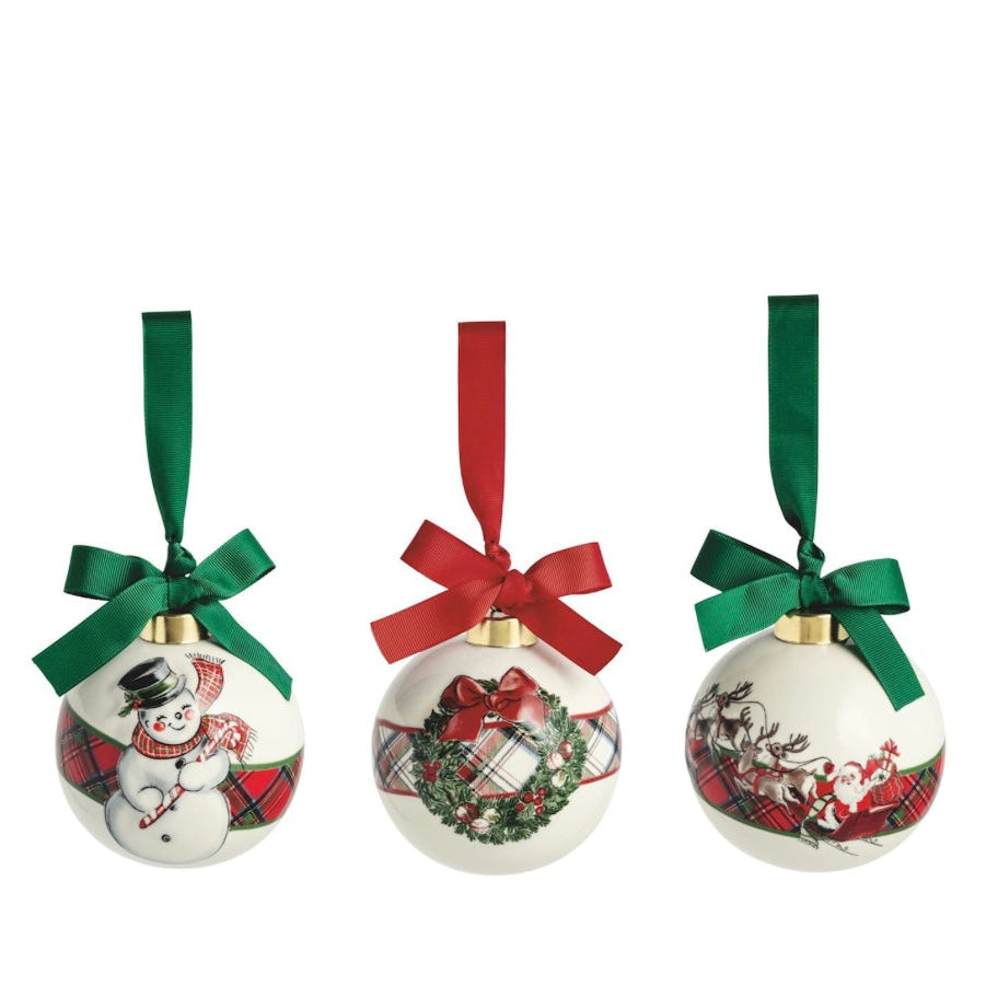 Christmas Icon Tartan Stripe Ornament