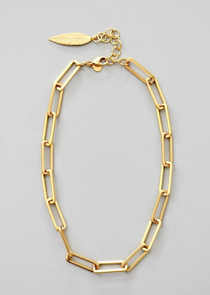 GOLD PAPERCLIP CHAIN NECKLACE