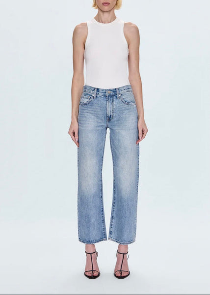 LEXI MID RISE BOWED STRAIGHT JEAN - BOWIE