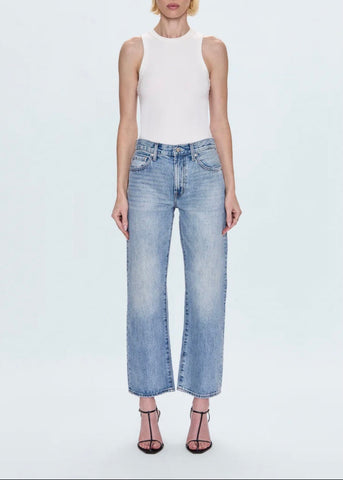 LEXI MID RISE BOWED STRAIGHT JEAN - BOWIE