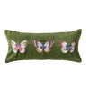 Cotton Velvet Lumbar Pillow with Embroidered Butterflies