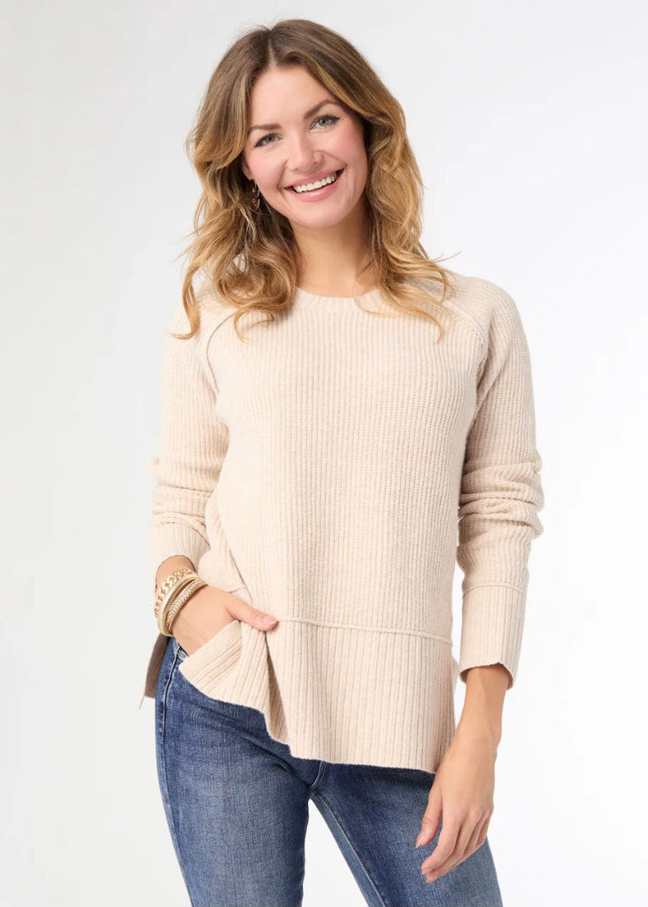 Helix Crew Neck Sweater with Side Slit