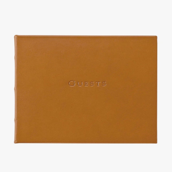 Guest Book British Tan Traditional Leather