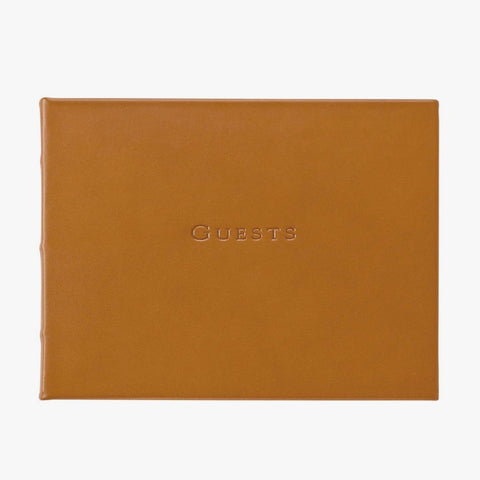 Guest Book British Tan Traditional Leather