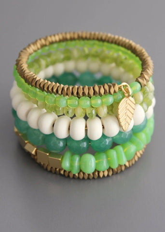 Green and White Wrap Bracelet